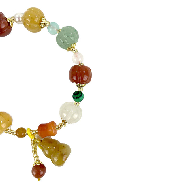 Natural Stone Chinese Lucky Pumpkin Bracelet CBR3719-12 (12PC)