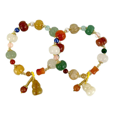 Natural Stone Chinese Lucky Pumpkin Bracelet CBR3719-12 (12PC)