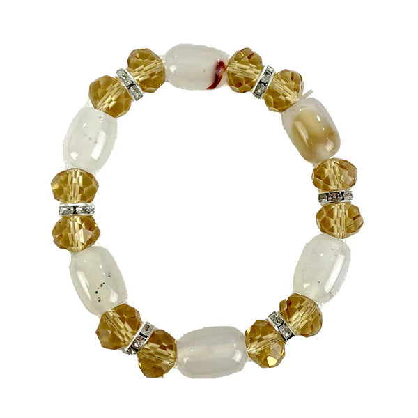 Natural Stone N Rhinestone Bracelet CBR3719-7 (12PC)