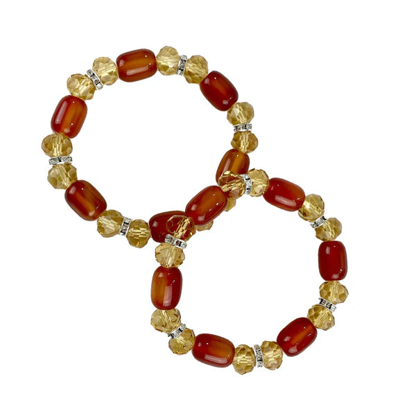 Natural Stone N Rhinestone Bracelet CBR3719-7 (12PC)