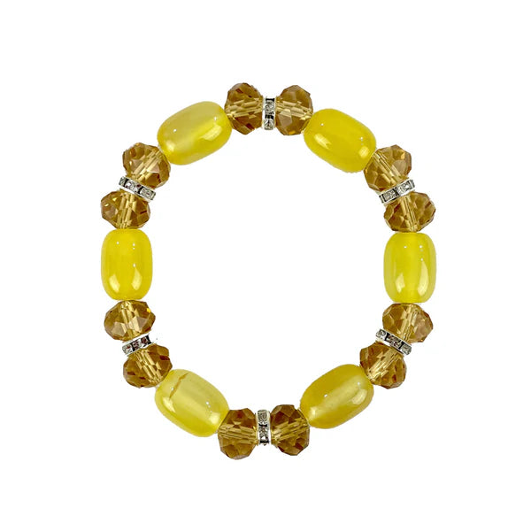 Natural Stone N Rhinestone Bracelet CBR3719-8 (12PC)