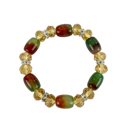 Natural Stone N Rhinestone Bracelet CBR3719-8 (12PC)