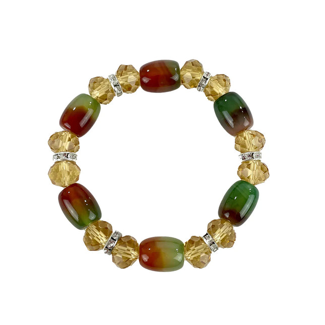 Natural Stone N Rhinestone Bracelet CBR3719-8 (12PC)