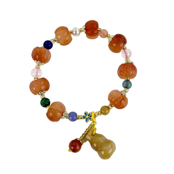 Natural Stone Chinese Lucky Pumpkin Bracelet CBR3719-9 (12PC)