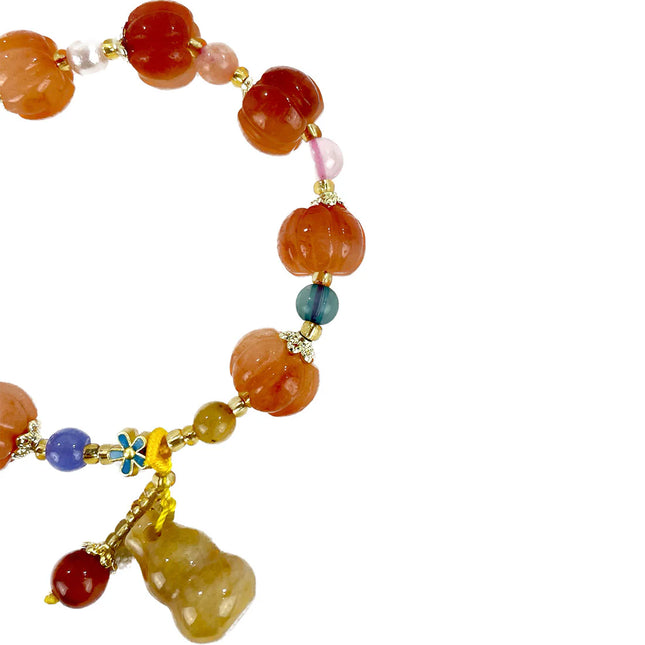 Natural Stone Chinese Lucky Pumpkin Bracelet CBR3719-9 (12PC)