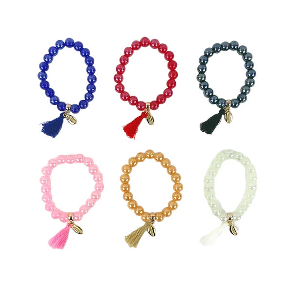 Bead Ball Shell Charm Bracelet BR3723-10 (12PC)
