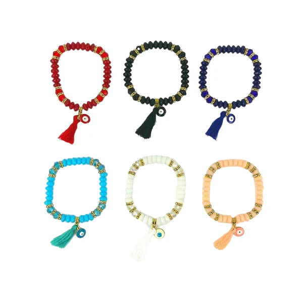 Bead Evil Eye Charm Bracelet BR3723-15 (12PC)