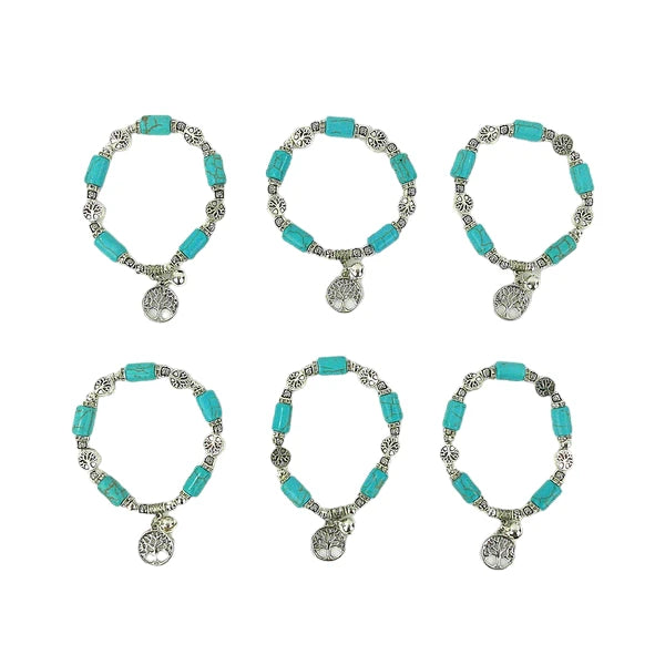 Turquoise the Tree of Life Charm Bracelet BR3723-16 (12PC)