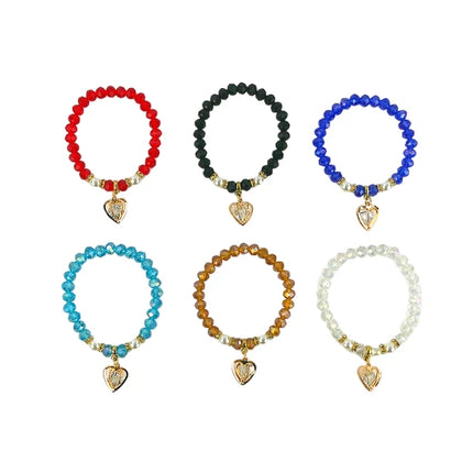 Bead Heart Charm Bracelet BR3723-4 (12PC)