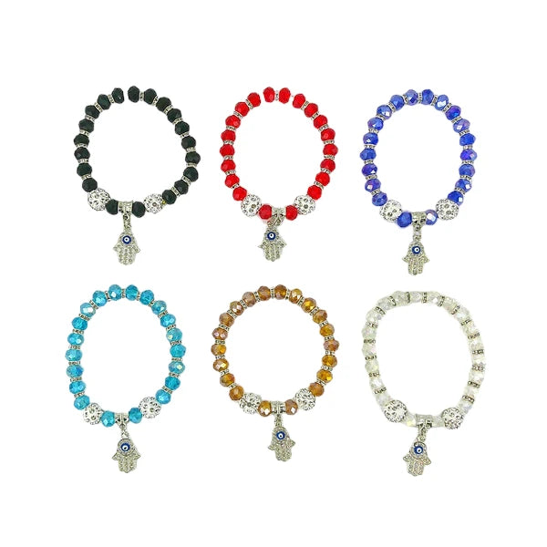 Bead Hamsa Charm Bracelet BR3723-7 (12PC)