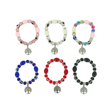 Natural Stone the Tree of Life Charm Bracelet BR3723-8 (12PC)