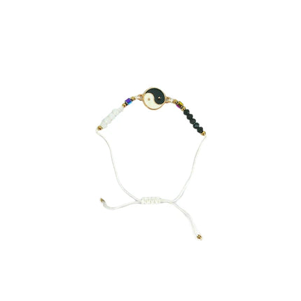 BEAD YIN YANG CHARM ADJUSTABLE BRACELET BR3724-10 (12PC)