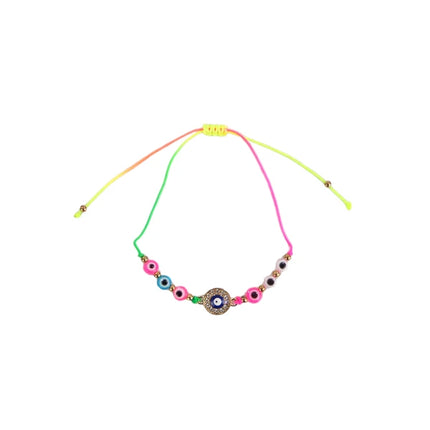 BEAD EVIL EYE CHARM ADJUSTABLE BRACELET 3724-1 (12PC)