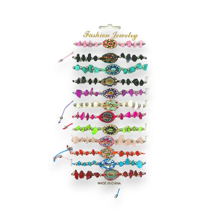 SHELL PEBBLES ADJUSTABLE BRACELET 3724-20 (12PC)