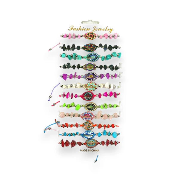 Shell Pebbles Adjustable Bracelet BR3724-20 (12PC)