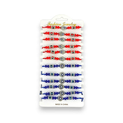 Bead Evil Eye Charm Adjustable Bracelet  BR3724-6 (12PC)