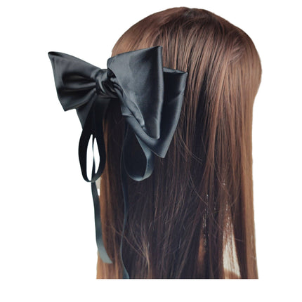 8 Inches Satin Plain Bow Clip HC4112-13 AND 14(12PC)