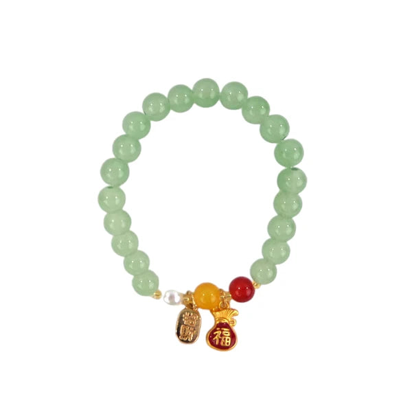 Natural Jade Charm Bracelet CBR3909-3 (12PC)