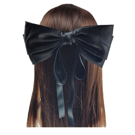 8 Inches Satin Plain Bow Clip HC4112-13 AND 14(12PC)