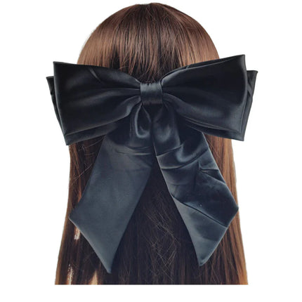 8 Inches Satin Plain Double Bow Clip HC4112-16 (12PC)