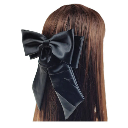 8 Inches Satin Plain Double Bow Clip HC4112-16 (12PC)