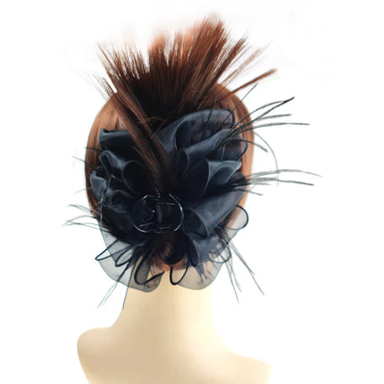 5 Inches Ruffle Decor Mesh Bow Clip HC4112-19 (12PC)