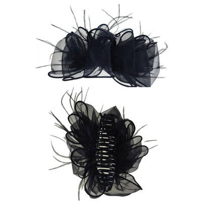 5 Inches Ruffle Decor Mesh Bow Clip HC4112-19 (12PC)