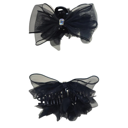 5 Inches Rhinestone Decor Flower Mesh Bow Clip HC4112-22 (12PC)