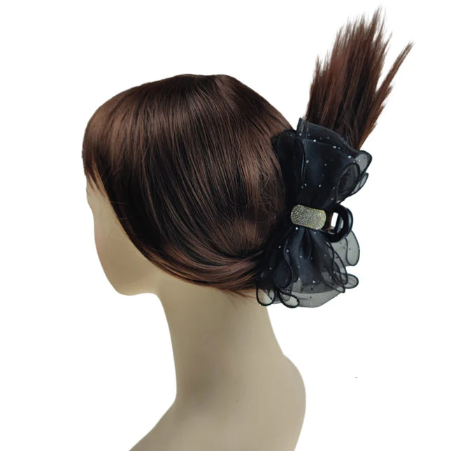 5 Inches Rhinestone Decor Mesh Bow Clip HC4112-23 (12PC)