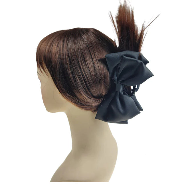 5 Inches Satin Plain Bow Clip  HC4112-24 (12PC)