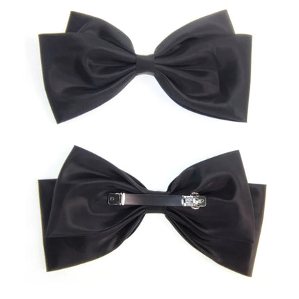9.5 Inches Large Satin Plain Double Bow Clip HC4112-6 (12PC)