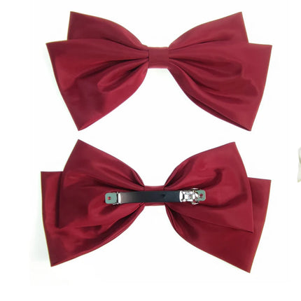 9.5 Inches Large Satin Plain Double Bow Clip HC4112-6 (12PC)
