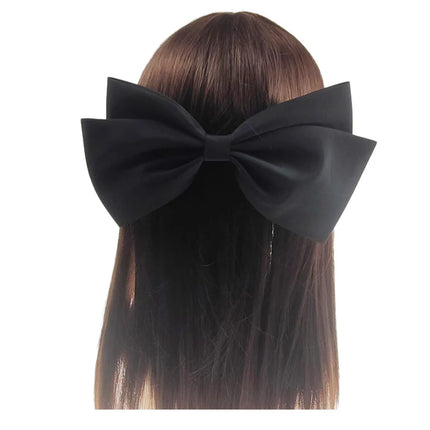 9.5 Inches Large Satin Plain Double Bow Clip HC4112-6 (12PC)