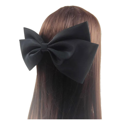 9.5 Inches Large Satin Plain Double Bow Clip HC4112-6 (12PC)
