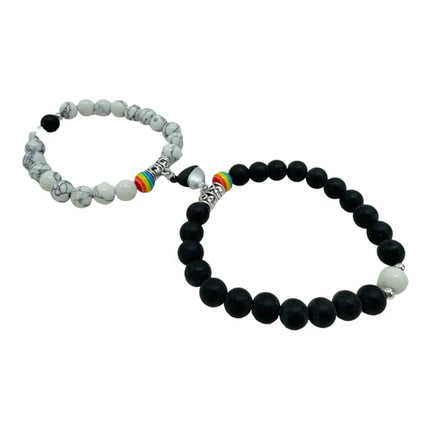 Natural Stone Magnetic Couples Friendship Bracelet BR4214-1 (12PC)