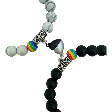 Natural Stone Magnetic Couples Friendship Bracelet BR4214-1 (12PC)