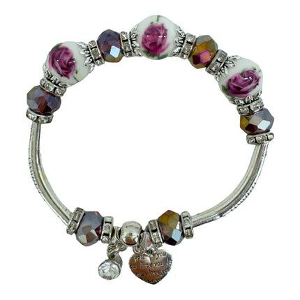 Multi Charm Stretch Bangle Bracelet BR4218-2 (12PC)