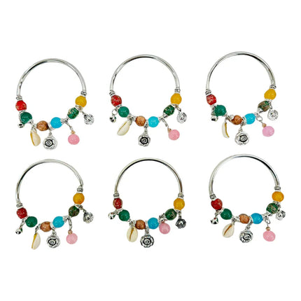 Shell Charm Stretch Bangle Bracelet BR4218-5 (12PC)