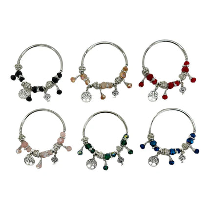 THE TREE OF LIFE CHARM STRETCH BANGLE BRACELET BR4218-6 (12PC)