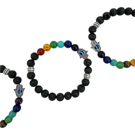 LAVA STONE 7 CHAKRA HEALING BRACELET BR4220-2 (12PC)