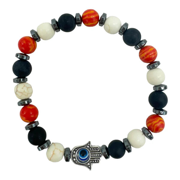 Natural Stone Hamsa Hand Bracelet BR4220-3 (12PC)