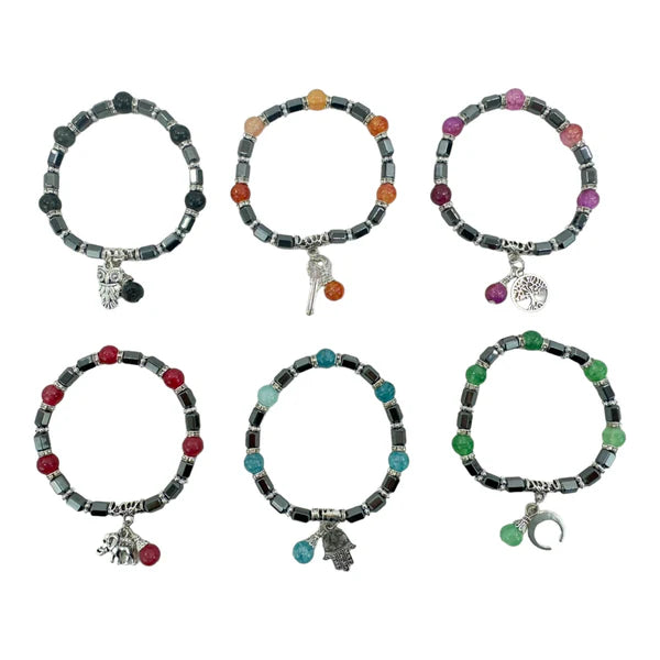Natural Stone Charm Bracelet BR4225-1 (12PC)
