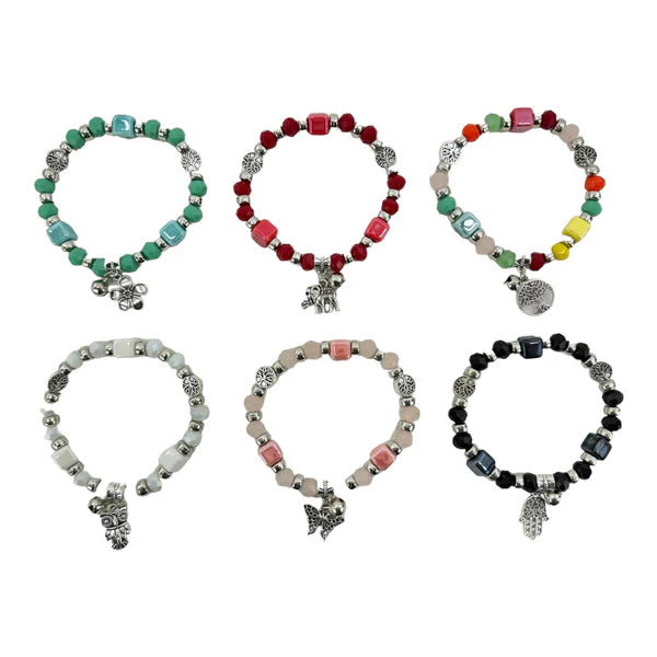 Charm Bead Bracelet BR4225-2 (12PC)