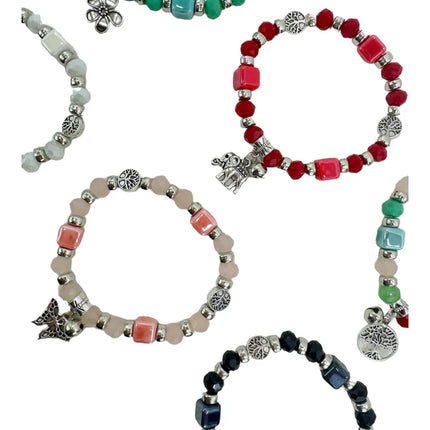 Charm Bead Bracelet BR4225-2 (12PC)