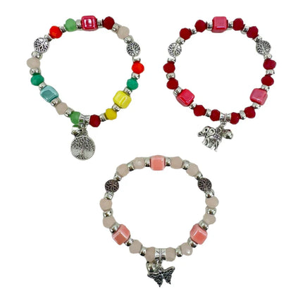 Charm Bead Bracelet BR4225-2 (12PC)