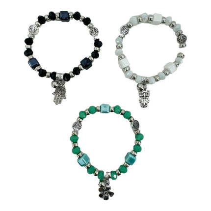 Charm Bead Bracelet BR4225-2 (12PC)