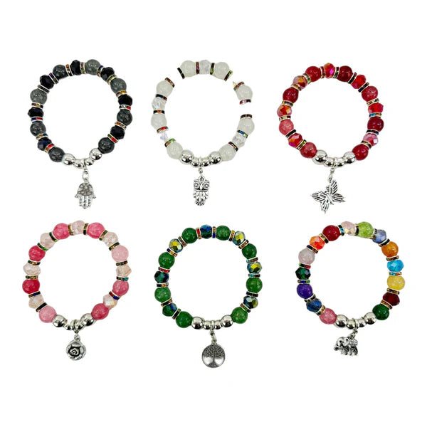 Natural Stone Charm Bracelet BR4225-3 (12PC)