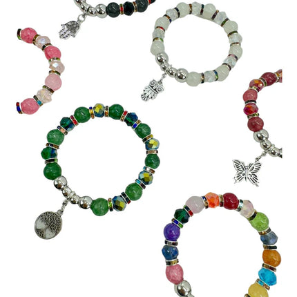 Natural Stone Charm Bracelet BR4225-3 (12PC)