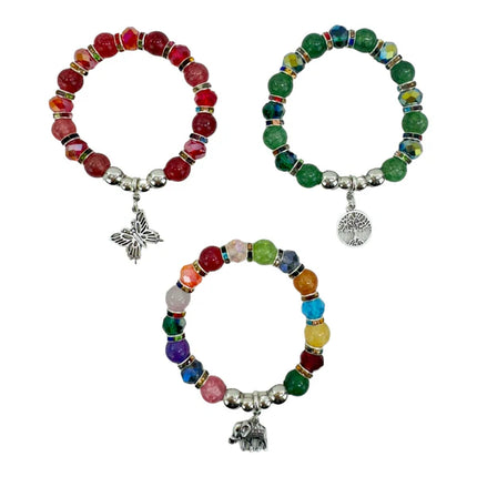 Natural Stone Charm Bracelet BR4225-3 (12PC)