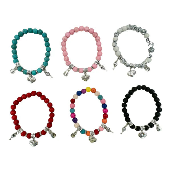 Natural Stone Multi Charm Bracelet BR4226-2 (12PC)